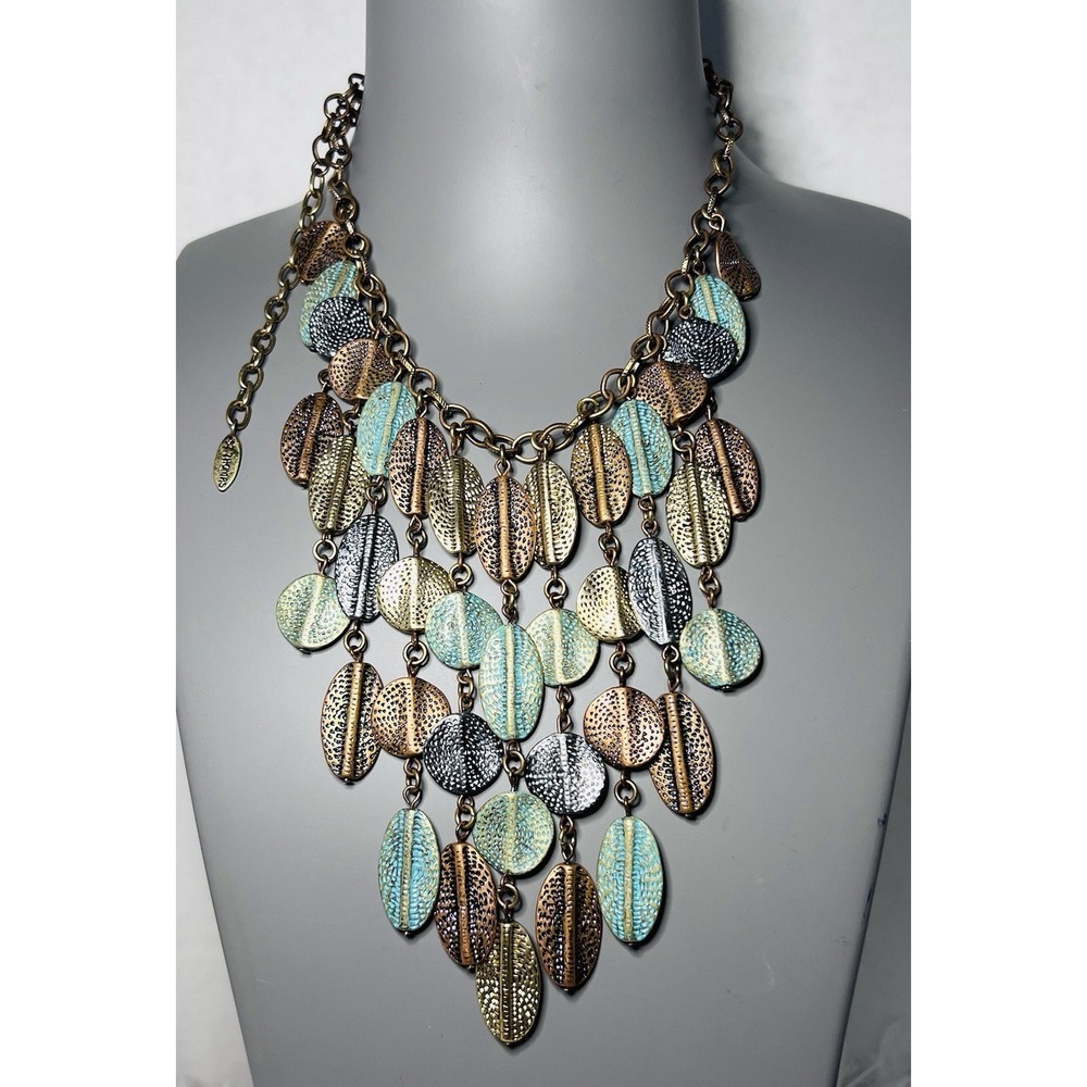 Unique & Hard To Find Vintage St Thomas Bib Necklace Statement Boho Dangle Gift